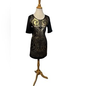 Mezzanine Black and Gold Mini Dress